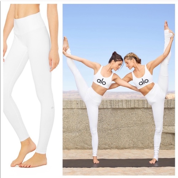 ALO Yoga Pants - HIGH WAISTED ALO YOGA WHITE AIRBRUSH LIFT LEGGINGS